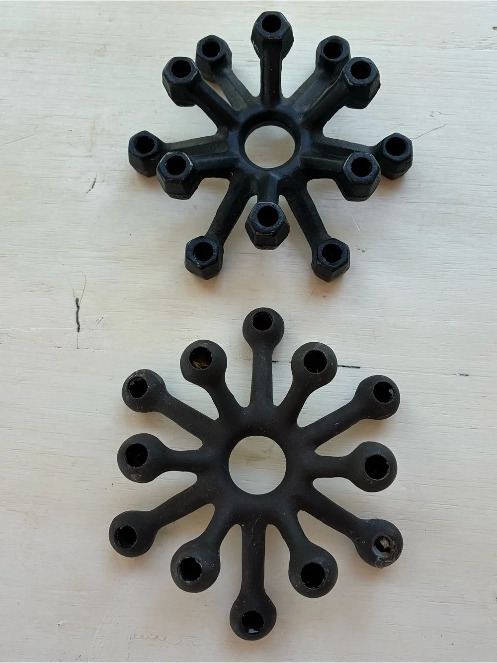 Black Snowflake Multi-Arm Candleholders (Set of 2)